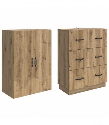 vidaXL Cabinet Set 2 pcs Artisan Oak 66 x 34.5 x 87 cm Engineered Wood
