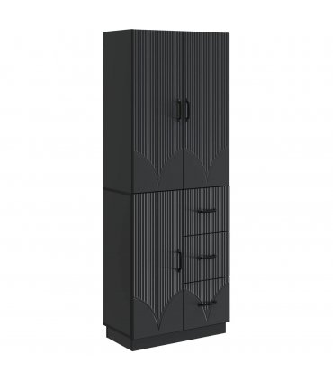 vidaXL Cabinet Set 2 pcs Black Engineered Wood — V0672185344