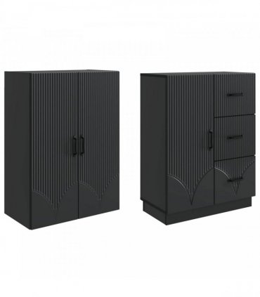 vidaXL Cabinet Set 2 pcs Black Engineered Wood — V0672185344