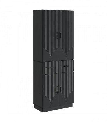 vidaXL Cabinet Set 2 pcs Black Engineered Wood — V0672185351