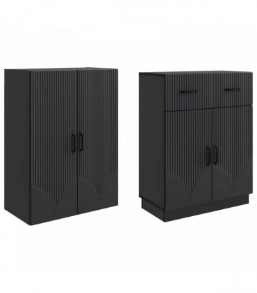 vidaXL Cabinet Set 2 pcs Black Engineered Wood — V0672185351