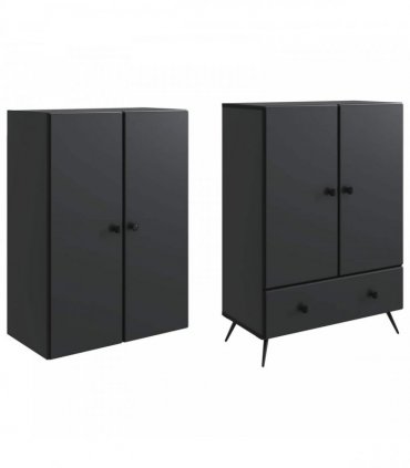 vidaXL Cabinet Set 2 pcs Black Engineered Wood — V0672185363