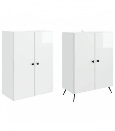 vidaXL Cabinet Set 2 pcs High Gloss White Engineered Wood — V0672185368