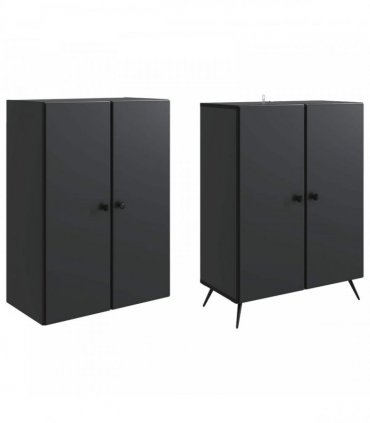 vidaXL Cabinet Set 2 pcs Black Engineered Wood — V0672185372