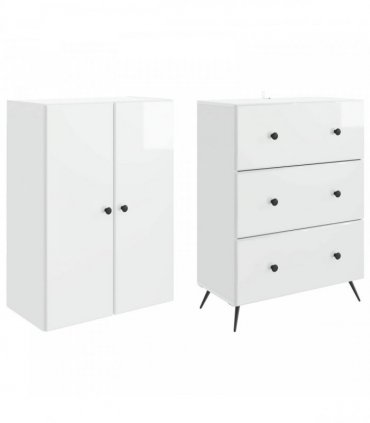 vidaXL Cabinet Set 2 pcs High Gloss White 66 x 34.5 x 90 cm — V0672185386