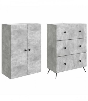 vidaXL Cabinet Set 2 pcs Concrete Grey 66 x 34.5 x 90 cm — V0672185388