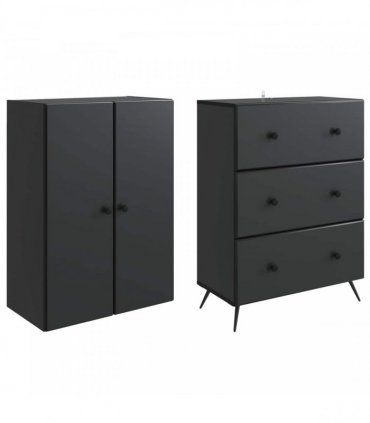 vidaXL Cabinet Set 2 pcs Black 66 x 34.5 x 90 cm Engineered Wood — V0672185390