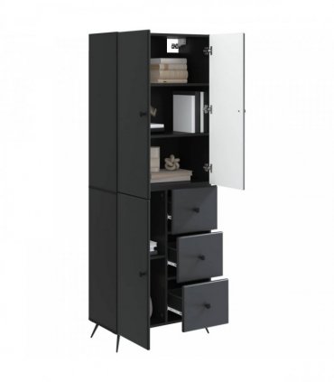 vidaXL Cabinet Set 2 pcs Black Engineered Wood — V0672185401