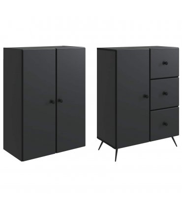 vidaXL Cabinet Set 2 pcs Black Engineered Wood — V0672185401