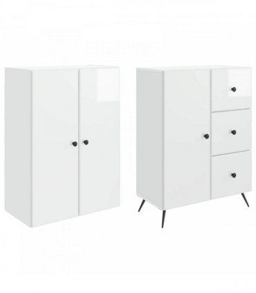vidaXL Cabinet Set 2 pcs High Gloss White Engineered Wood — V0672185403