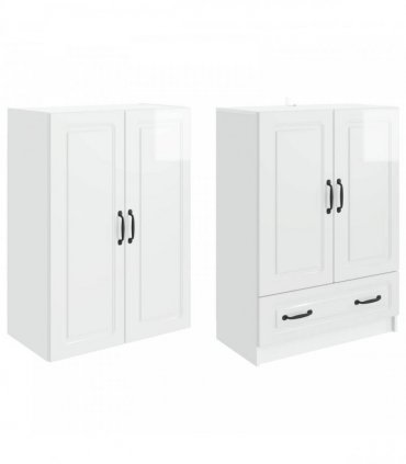 vidaXL Cabinet Set 2 pcs High Gloss White Engineered Wood — V0672185418