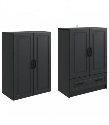 vidaXL Cabinet Set 2 pcs Black Engineered Wood — V0672185419