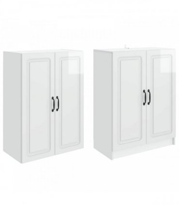 vidaXL Cabinet Set 2 pcs High Gloss White Engineered Wood — V0672185425