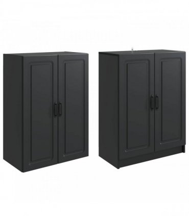 vidaXL Cabinet Set 2 pcs Black Engineered Wood — V0672185426
