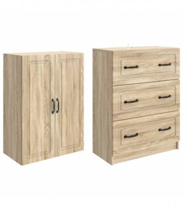 vidaXL Cabinet Set 2 pcs Sonoma Oak 66 x 34.5 x 87 cm Engineered Wood — V0672185445