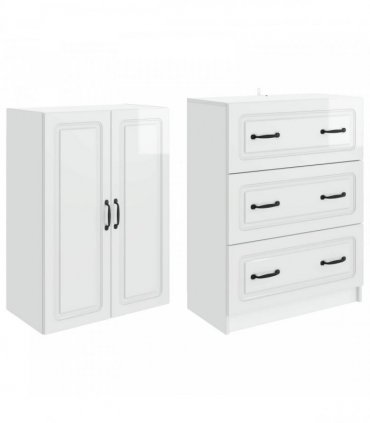 vidaXL Cabinet Set 2 pcs High Gloss White 66 x 34.5 x 87 cm