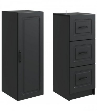 vidaXL Cabinet Set 2 pcs Black 33 x 34.5 x 87 cm Engineered Wood