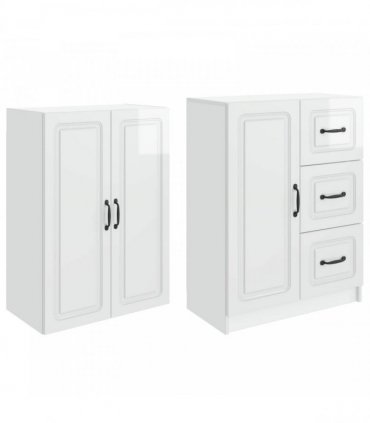 vidaXL Cabinet Set 2 pcs High Gloss White Engineered Wood — V0672185457