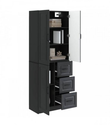 vidaXL Cabinet Set 2 pcs Black Engineered Wood — V0672185458