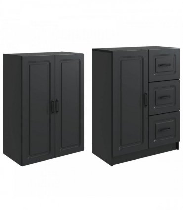 vidaXL Cabinet Set 2 pcs Black Engineered Wood — V0672185458