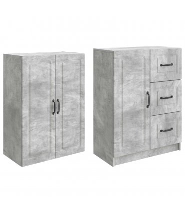 vidaXL Cabinet Set 2 pcs Concrete Grey Engineered Wood — V0672185460