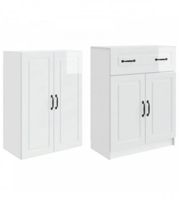 vidaXL Cabinet Set 2 pcs High Gloss White Engineered Wood — V0672185462