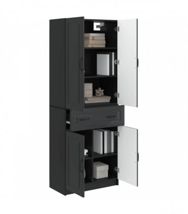 vidaXL Cabinet Set 2 pcs Black Engineered Wood — V0672185469