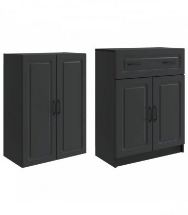 vidaXL Cabinet Set 2 pcs Black Engineered Wood — V0672185469