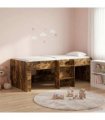 vidaXL Kids'High Bed Frame Smoked Oak 90 x 190 cm Engineered Wood
