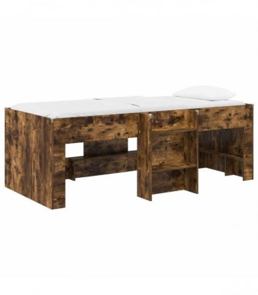 vidaXL Kids'High Bed Frame Smoked Oak 90 x 190 cm Engineered Wood