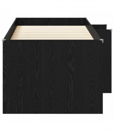 vidaXL Kids'High Bed Frame Black Oak 90 x 200 cm Engineered Wood