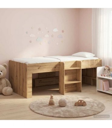 vidaXL Kids'High Bed Frame Artisan Oak 90 x 200 cm Engineered Wood