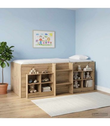 vidaXL Kids'High Bed Frame Artisan Oak 90 x 200 cm Engineered Wood