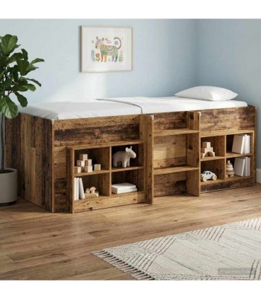 vidaXL Kids'High Bed Frame Old Wood 203 x 101.1 x 68.5 cm — Size: 80 x 200 cm