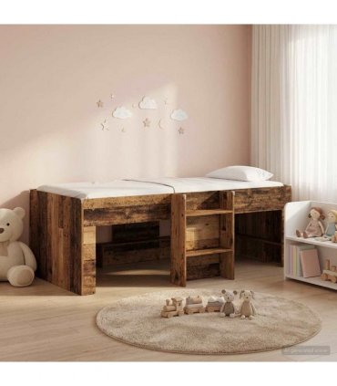 vidaXL Kids'High Bed Frame Old Wood 203 x 101.1 x 68.5 cm — Size: 80 x 200 cm