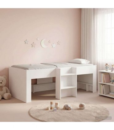 vidaXL Kids'High Bed Frame White 90 x 200 cm Engineered Wood
