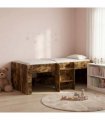 vidaXL Kids'High Bed Frame Smoked Oak 90 x 200 cm Engineered Wood