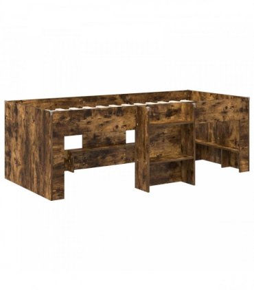 vidaXL Kids'High Bed Frame Smoked Oak 90 x 200 cm Engineered Wood