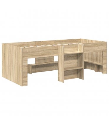vidaXL Kids'High Bed Frame Sonoma Oak 98.5 x 200 cm Engineered Wood — Size: 100 x 200 cm