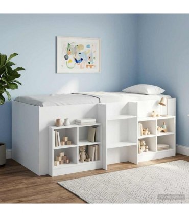 vidaXL Kids'High Bed Frame White 90 x 190 cm Engineered Wood