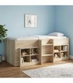 vidaXL Kids'High Bed Frame Sonoma Oak 90 x 190 cm Engineered Wood