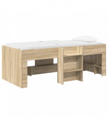vidaXL Kids'High Bed Frame Sonoma Oak 90 x 190 cm Engineered Wood