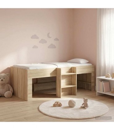 vidaXL Kids'High Bed Frame Sonoma Oak 90 x 190 cm Engineered Wood