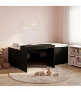 vidaXL Kids'High Bed Frame with Desk Black 90 x 200 cm