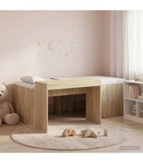 vidaXL Kids'High Bed Frame with Desk Sonoma Oak 80 x 200 cm