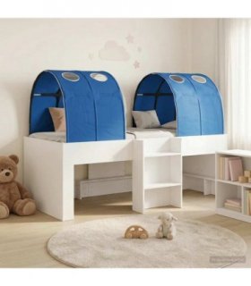 vidaXL Bed with Tunnel 4 pcs White and Blue Engineered Wood