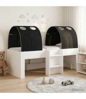 vidaXL Bed with Tunnel 4 pcs White and Black Engineered Wood
