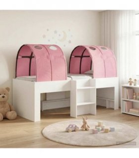 vidaXL Bed with Tunnel 4 pcs White and Pink Engineered Wood