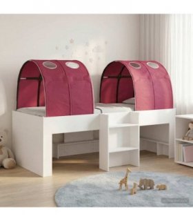 vidaXL Bed with Tunnel 4 pcs White and Red Engineered Wood