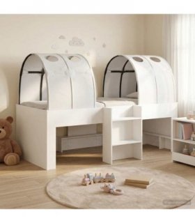 vidaXL Kids'High Bed Frame with Tunnel White Engineered Wood